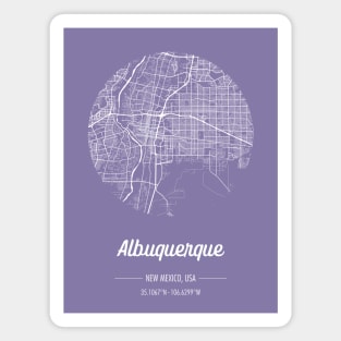 City map in purple: Albuquerque New Mexico, USA with retro vintage flair Magnet